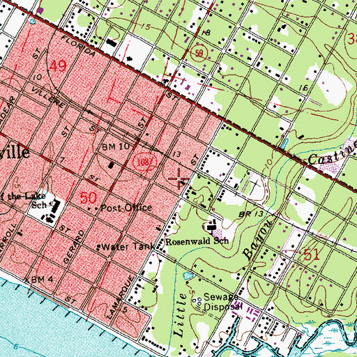 Topographic Map of Morning Star Baptist Church, LA