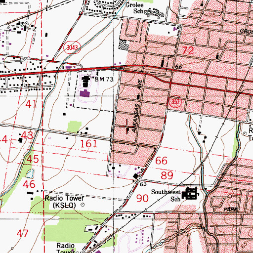 Topographic Map of Morning Star Missionary Baptist Church, LA