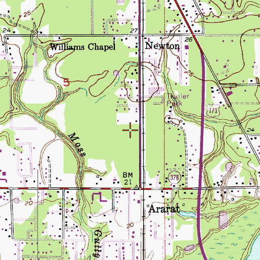 Topographic Map of Moss Bluff Bible Church, LA