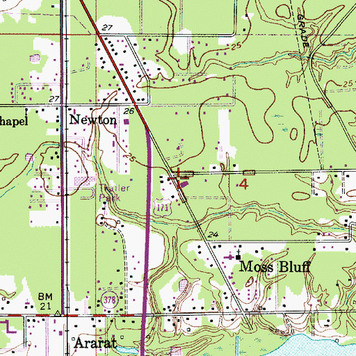 Topographic Map of Moss Bluff Church of Christ, LA