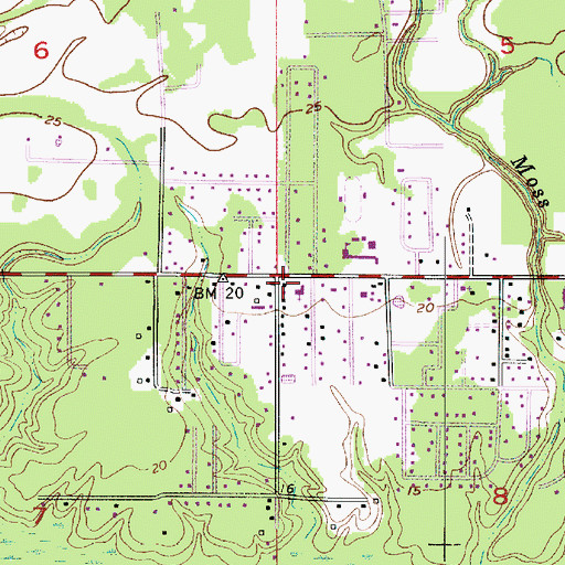 Topographic Map of Moss Bluff Pentecostal Church, LA
