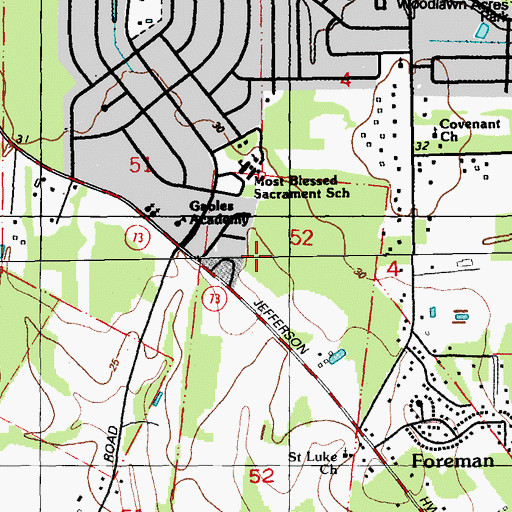 Topographic Map of Most Blessed Sacrament Church, LA