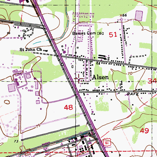 Topographic Map of Mount Bethel Baptist Church, LA