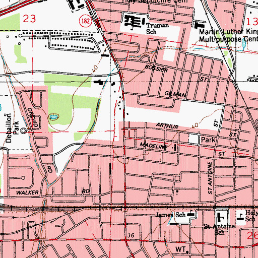 Topographic Map of Mount Bethel Baptist Church, LA