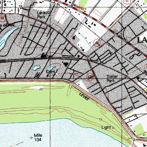 Topographic Map of Mount Calvary Baptist Church, LA