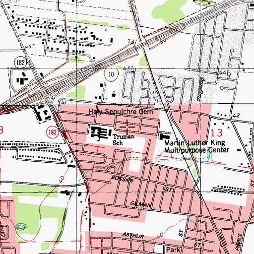 Topographic Map of Mount Calvary Church Charismatic Believers, LA