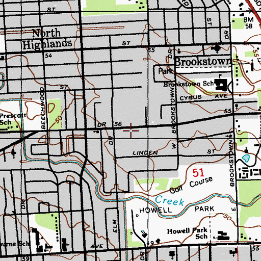 Topographic Map of Mount Carmel Baptist Church, LA