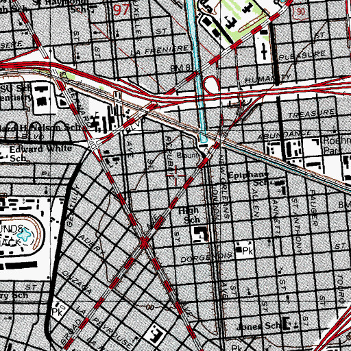 Topographic Map of Mount Hermon Baptist Church, LA