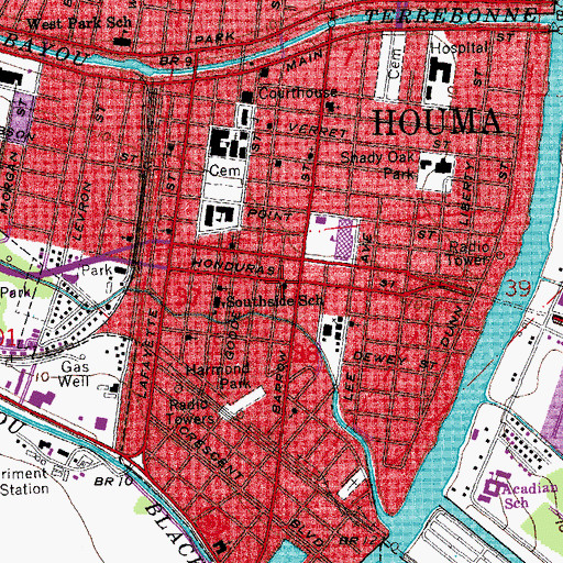 Topographic Map of Mount Horeb Baptist Church, LA