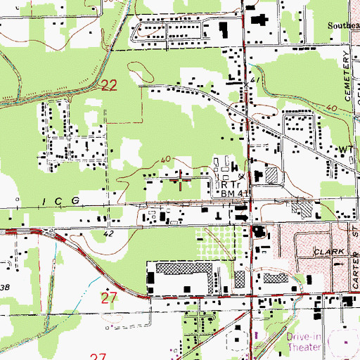Topographic Map of Mount Moriah Baptist Church, LA