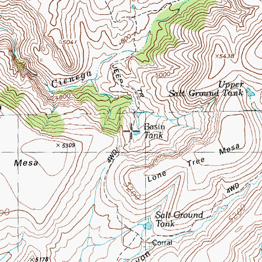 Topographic Map of Basin Tank, AZ