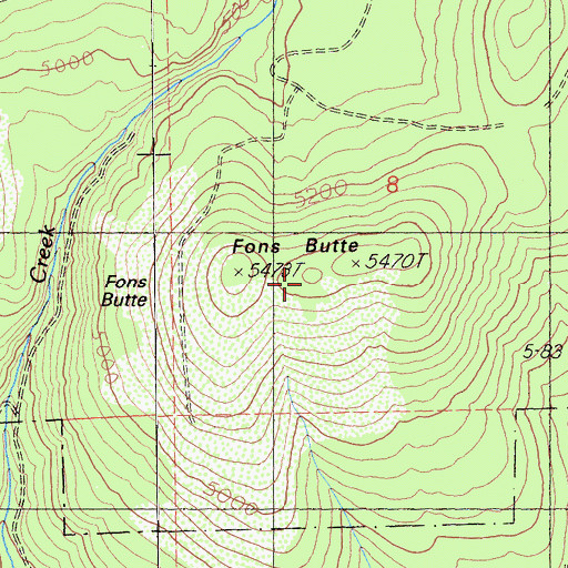 Topographic Map of Fons Butte, CA