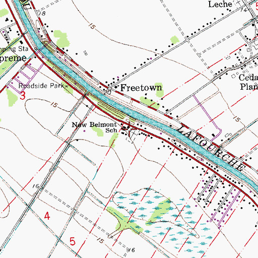 Topographic Map of New Belmont Baptist Church, LA