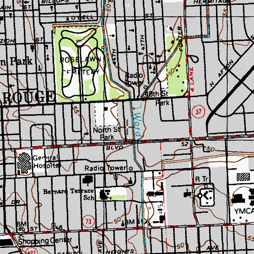 Topographic Map of New Freedom Missionary Baptist Church, LA