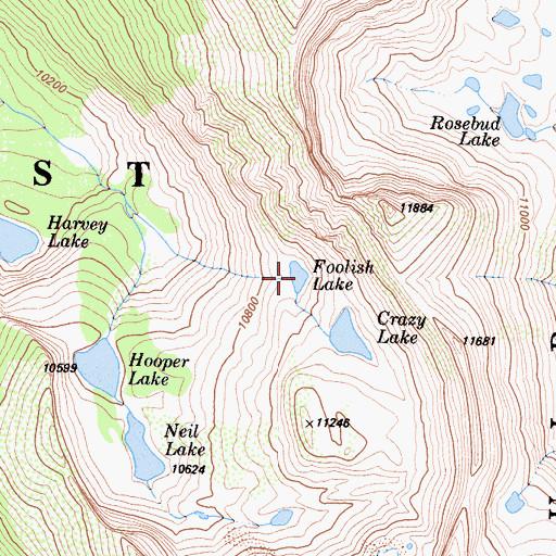 Topographic Map of Foolish Lake, CA