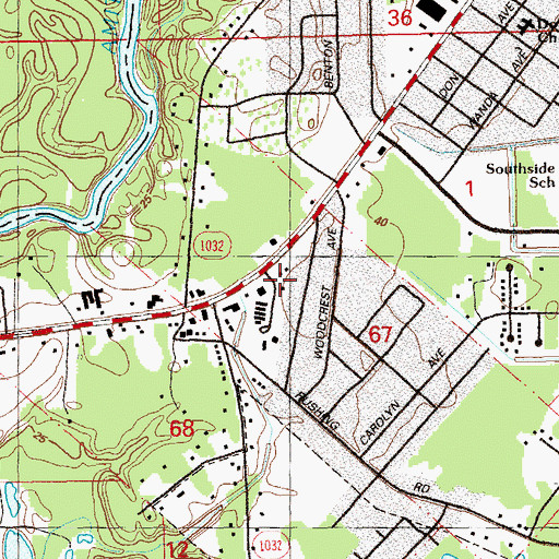 Topographic Map of New Hope Church of the Nazarene, LA