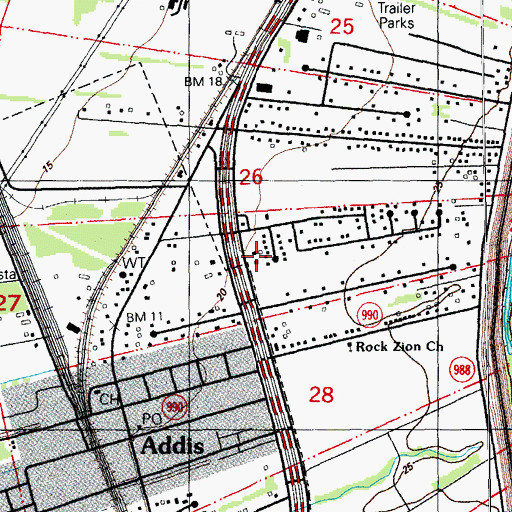 Topographic Map of River Ministries International Church, LA