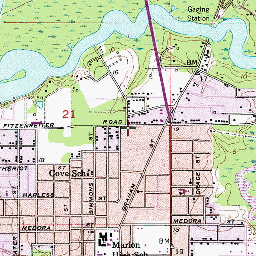 Topographic Map of Riverside Baptist Church, LA