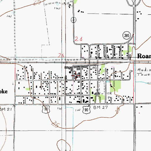 Topographic Map of Roanoke United Methodist Church, LA