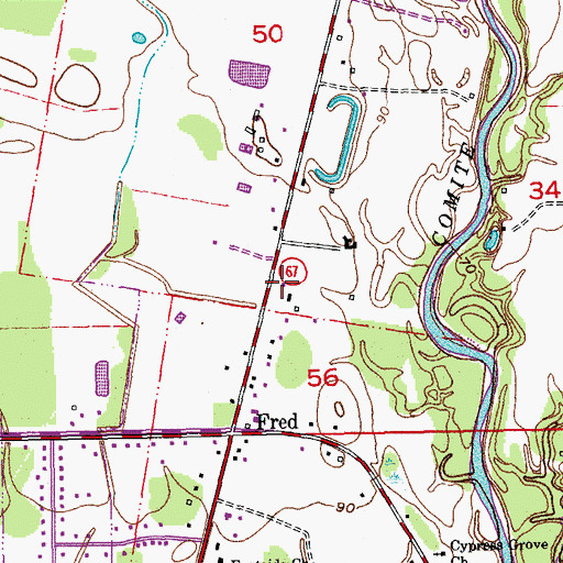Topographic Map of Rock Church and World Ministries, LA