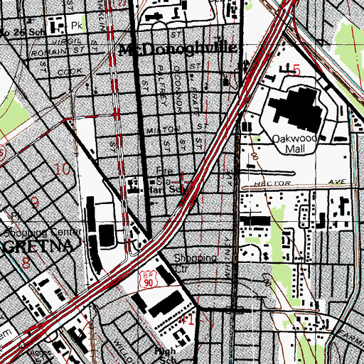 Topographic Map of Rock Fellowship Hall, LA