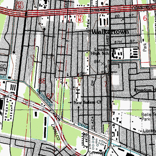 Topographic Map of Rock of Ages Baptist Church, LA