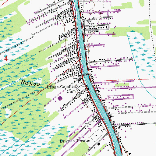 Topographic Map of Sacred Heart Church, LA