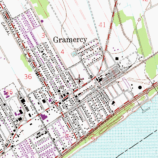 Topographic Map of Sacred Heart Church, LA