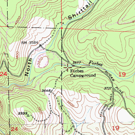 Topographic Map of Forbes Campground, CA