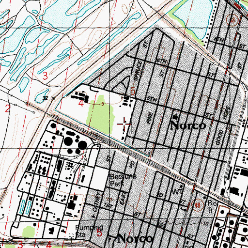 Topographic Map of Sacred Heart of Jesus Church, LA