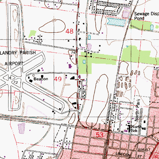 Topographic Map of Saint Amy Baptist Church, LA
