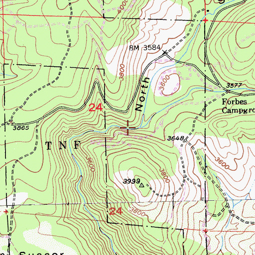 Topographic Map of Forbes Creek, CA