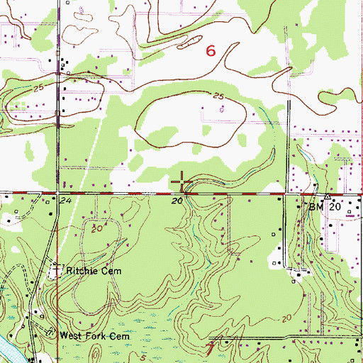 Topographic Map of Saint Andrews Episcopal Church, LA