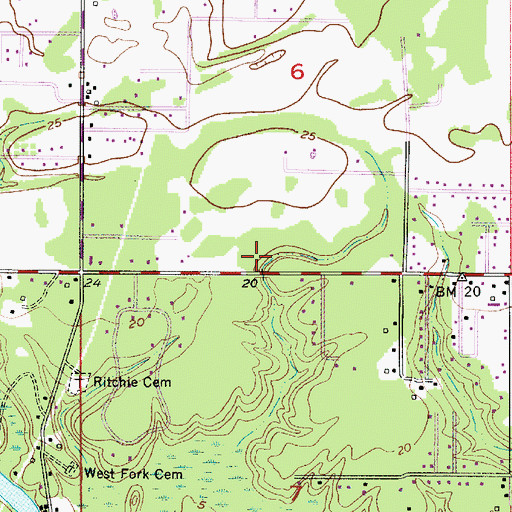 Topographic Map of Saint Andrews Episcopal Church, LA
