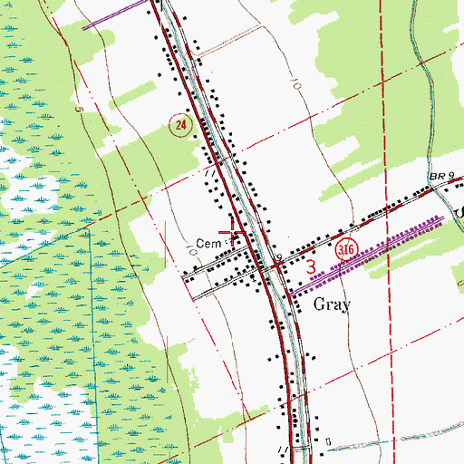 Topographic Map of Mount Olive Baptist Church, LA