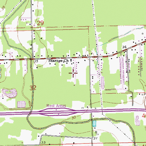 Topographic Map of Mount Olive Baptist Church, LA