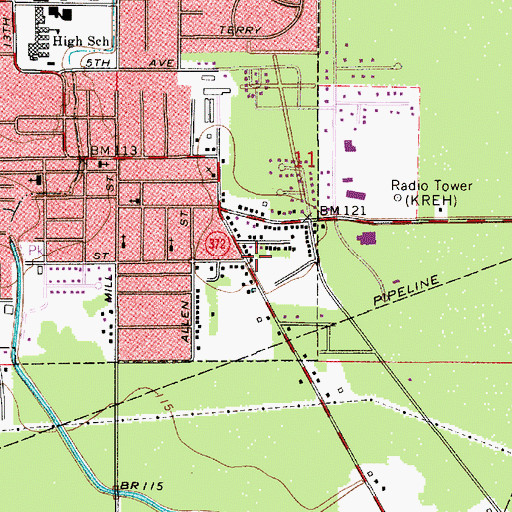 Topographic Map of Mount Olive Baptist Church, LA