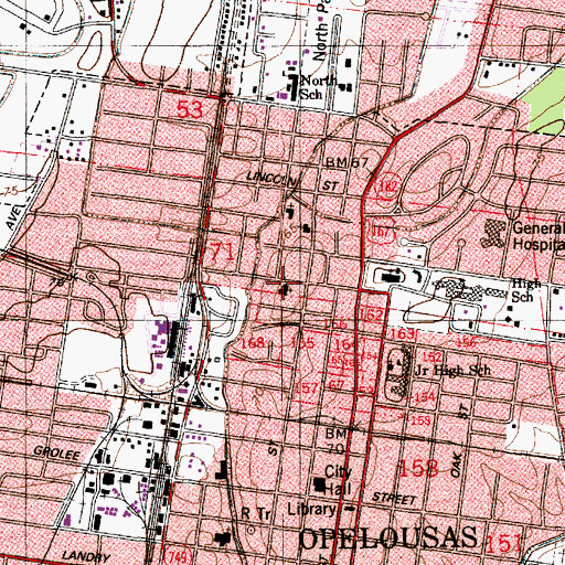 Topographic Map of Mount Olive Baptist Church, LA