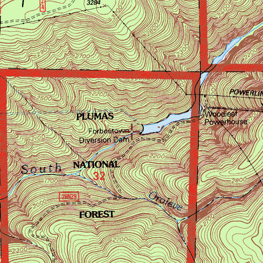 Topographic Map of Forbestown Diversion Dam, CA