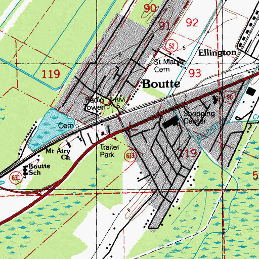 Topographic Map of Mount Zion Baptist Church, LA