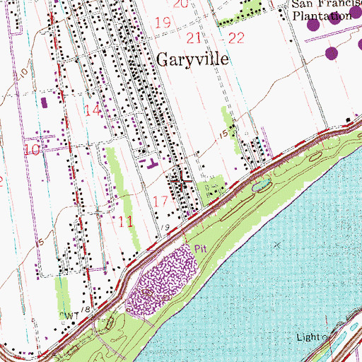 Topographic Map of Mount Zion Baptist Church, LA