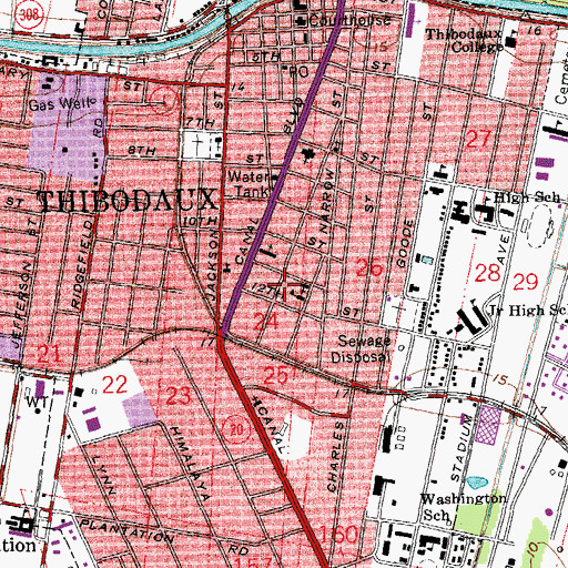 Topographic Map of Mount Zion Baptist Church, LA