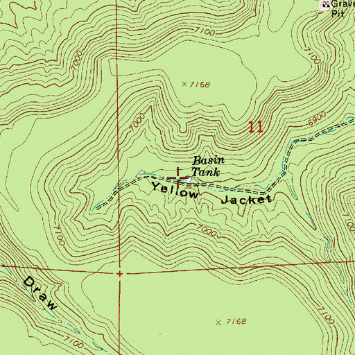 Topographic Map of Basin Tank, AZ
