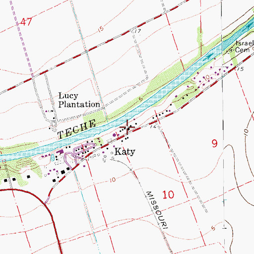Topographic Map of Mount Zion Baptist Church of Katy, LA