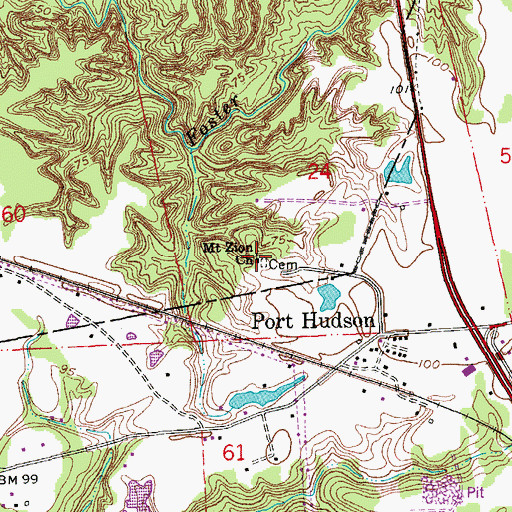 Topographic Map of Mount Zion on the Hill Baptist Church, LA