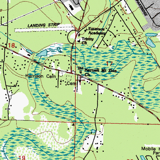 Topographic Map of Mount Zion United Methodist Church, LA