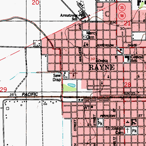 Topographic Map of Rayne Church of God in Christ, LA