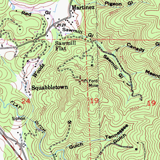 Topographic Map of Ford Mine, CA
