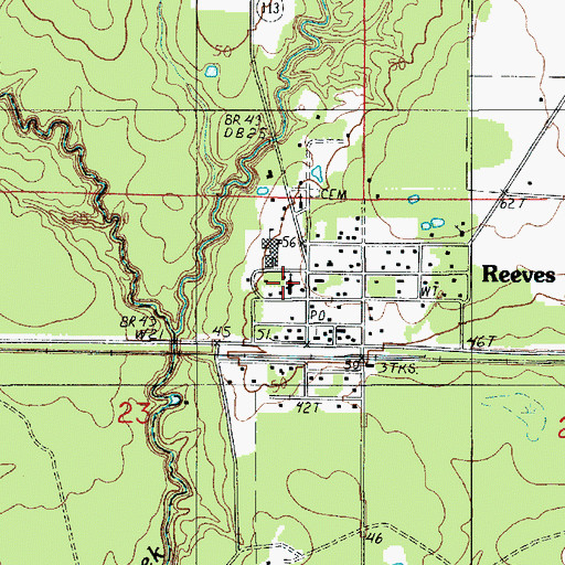 Topographic Map of Reeves Bible Church, LA