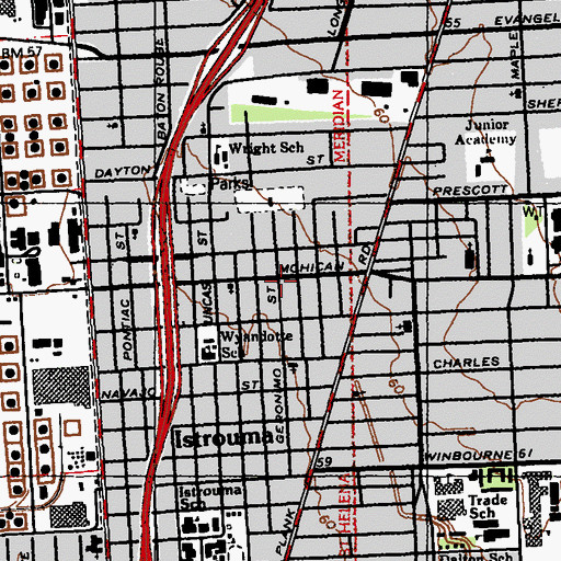 Topographic Map of Resurrection Life Assembly of God, LA
